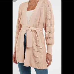 NWOT Express pointelle belted cardigan